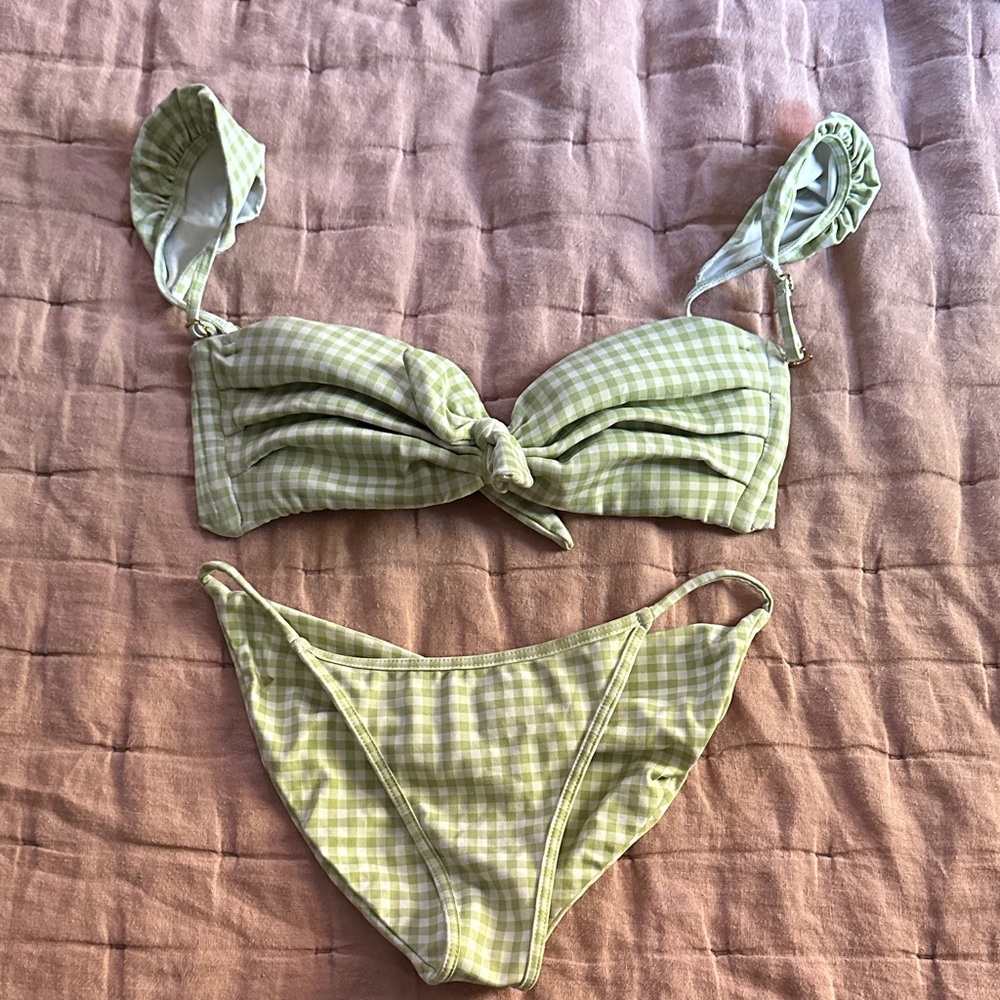 Montce swim Green Gingham Bikini Set
